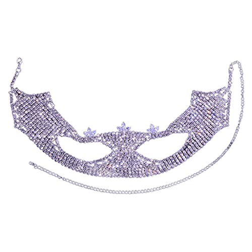 Songelt Dame Kristall Maskerade Gesicht Schmuck Halloween Party Zubehör Nachtclub Ornamente Gesicht mit verstellbarer Kette Strass für Frauen Designs Frauen verstellbar Mädchen Erwachsene von Songelt