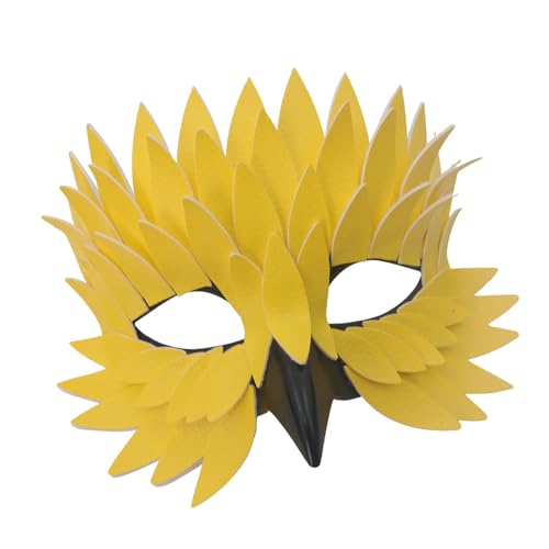 Songelt Leichtes, verstellbares halbes Gesicht mit gefiederten Stilen, Party-Kostüm-Requisiten, Rollenspiele, Maskeraden, tragbares Themenparty-Zubehör von Songelt