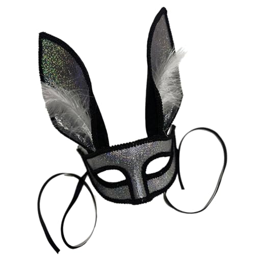 Songelt Mystical Rabbits Ohrmaske für Erwachsene, Unisex, Maskerade, halbe Gesichtsabdeckung für Halloween, Cosplay, Kostüm, Zubehör, verstellbares Band von Songelt