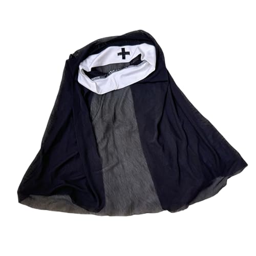 Songelt Nonne Habits Hut schwarz und weiß religiöse Cosplay Kopfbedeckung Cosplay Halloween Kostüm Kopfbedeckung Nonne Stirnband Caps Hut von Songelt