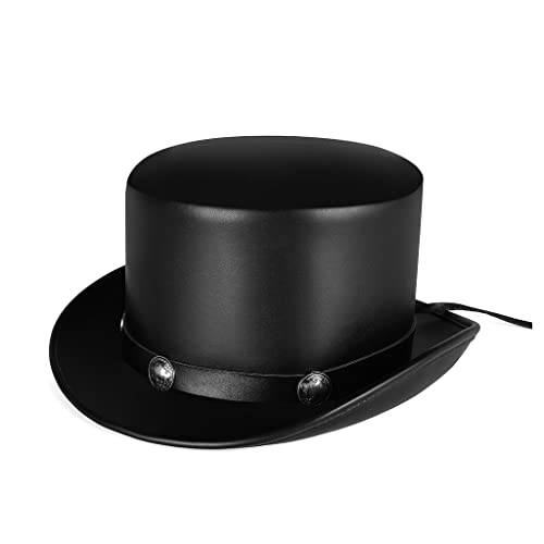 Songelt PU Leder Gentleman Hut Punk für Halloween Party Bühnenauftritt Kostüm Cosplay Retro Round TopTopper Zubehör Punk Herren Songelt PU Leder Gentleman Hut Punk für Halloween Party Bühnenauftritt Kostüm Cosplay Retro Round TopTopper Zubehör Punk Herren von Songelt