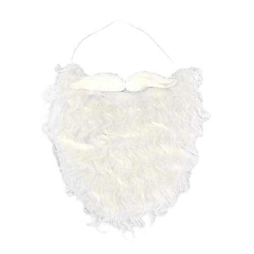 Weihnachtsmann-Bärte Kostüm Bart Alter Mann Schnurrbart Kostüm Halloween Lustiger Bart Gesichtshaar Zubehör für Cosplay Party Weiß Weihnachtsmann Schnurrbart von Songelt
