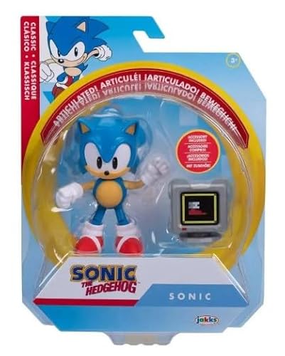 Sonic The Hedgehog 10,2 cm bewegliche Actionfiguren-Sammlung (Figur wählen) (Classic Sonic mit Monitor) von Sonic The Hedgehog