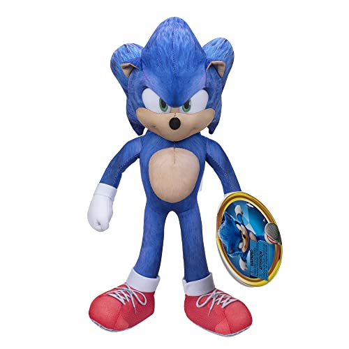 Sonic The Hedgehog 412774-PB Movie Sprechender Sonic, 30 cm Figur, Kuscheltier Plüsch, blau, 30cm von Sonic The Hedgehog