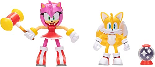 Sonic The Hedgehog 415944 Tails & Modern Amy Actionfiguren, Bunt, 10cm von Sonic The Hedgehog