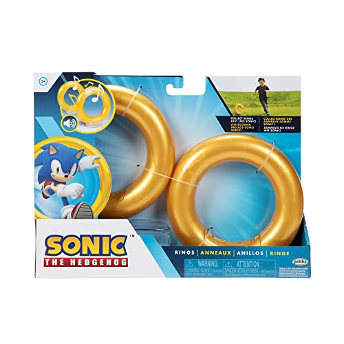 Sonic The Hedgehog Ringe, 2er-Pack, bewegungsaktivierte Sounds aus Sonic Videospiel, Rollenspiel Sonic Rings Spiele für Kinder von Sonic The Hedgehog