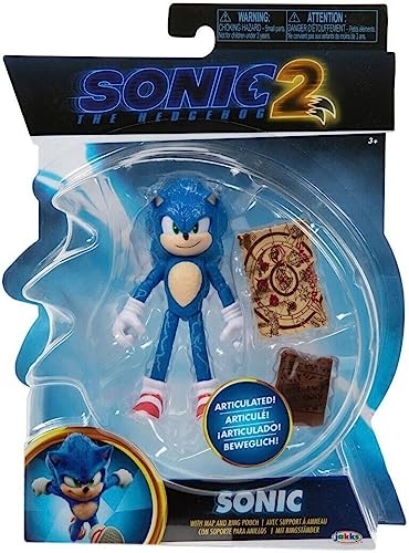 Sonic the Hedgehog 2 Movie – 41495 – Figur mit Gelenken, 10 cm – Charakter Sonic + Zubehör Karten von Sonic The Hedgehog