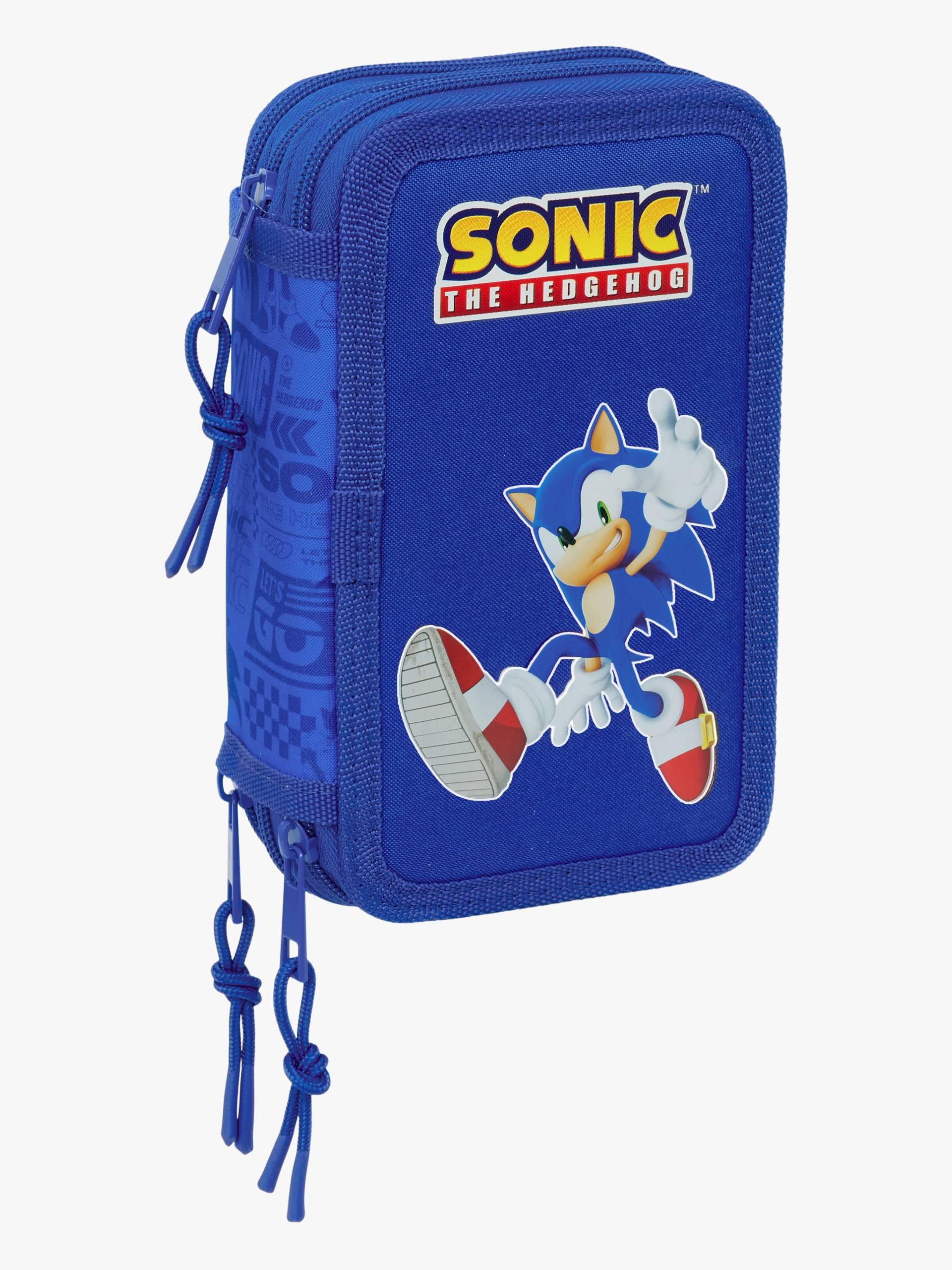 Sonic Gefülltes Dreifach-Federmäppchen 37 Teile, Blau von Sonic