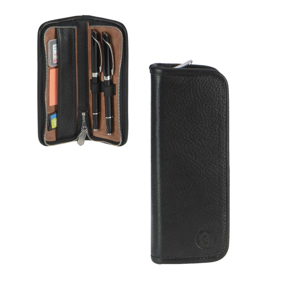Federmäppchen Leder 17x6cm "Mörike" für 2 Füller schwarz Sonnenleder Federmäppchen Leder 17x6cm "Mörike" für 2 Füller schwarz Sonnenleder von Sonnenleder