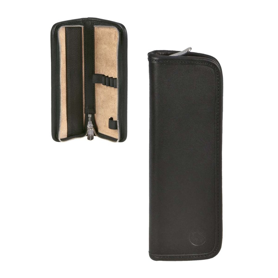 Federmäppchen Leder 19x7cm "Kluge" für 5 Stifte schwarz Sonnenleder Federmäppchen Leder 19x7cm "Kluge" für 5 Stifte schwarz Sonnenleder von Sonnenleder
