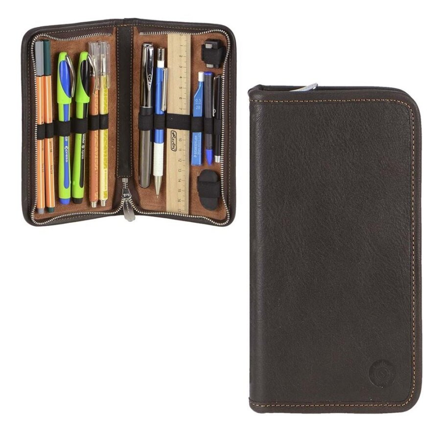 Sonnenleder Federmäppchen Nolte 8 Schlaufen 19x10cm Leder natur 801-399. Hochwertiges Stiftetui für 4 Füller und 4 Stifte bietet Schutz im Alltag. von Sonnenleder