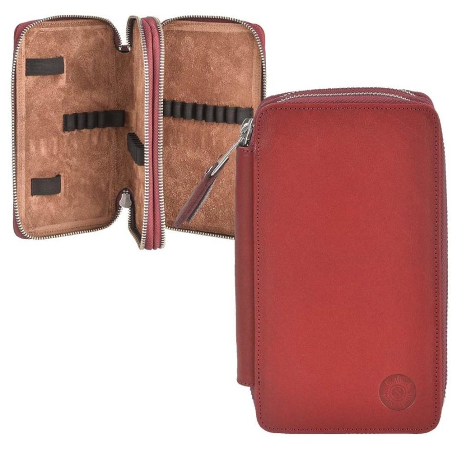Sonnenleder Federtasche Leder BOSSE Schüleretui mit 2 Klappen, hochwertiges Federmäppchen mit Reißverschluss, für Schüler, 28 Stiftschlaufen, rot Sonnenleder Federtasche Leder BOSSE Schüleretui mit 2 Klappen, hochwertiges Federmäppchen mit Reißverschluss, für Schüler, 28 Stiftschlaufen, rot von Sonnenleder