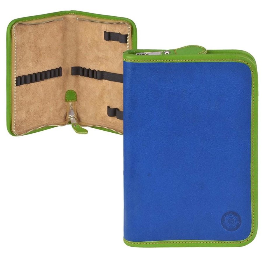 Sonnenleder Federtasche Leder LASSE mit 15 Stiftschlaufen Schüleretui blau/hellgrün Sonnenleder Federtasche Leder LASSE mit 15 Stiftschlaufen Schüleretui blau/hellgrün von Sonnenleder