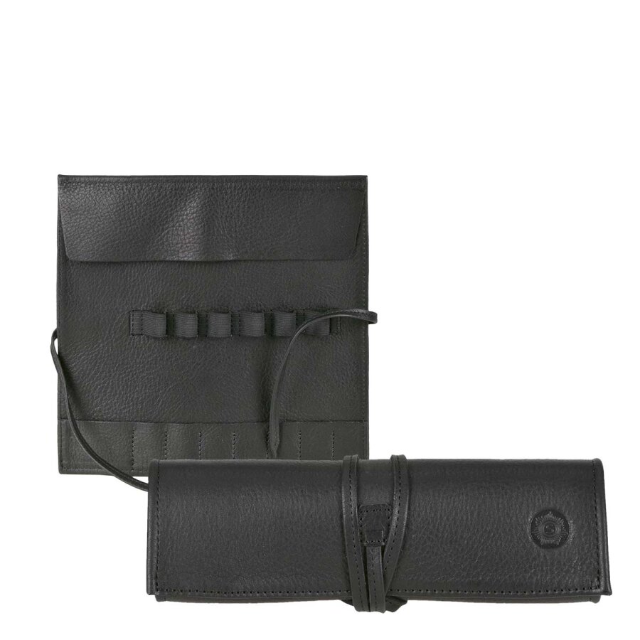 Stiftrolle 6 Stiftschlaufen Leder schwarz 19x19cm | Sonnenleder Fichte. Der elegante Organizer für Ihre Business-Schreibgeräte und Lineal im Büro. von Sonnenleder