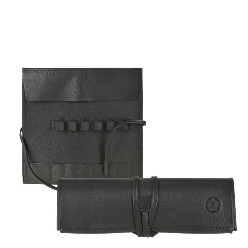 Stiftrolle 6 Stiftschlaufen Leder schwarz 19x19cm | Sonnenleder Fichte. Der elegante Organizer für Ihre Business-Schreibgeräte und Lineal im Büro. von Sonnenleder