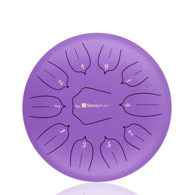 (NEU) Sonodrum Zungentrommel - Tongue Drum - "Standard" - Handgefertigt - 30cm - 11 Zungen - C-Dur, Flieder von Sonodrum