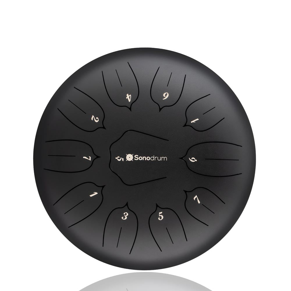 (NEU) Sonodrum Zungentrommel - Tongue Drum - "Standard" - Handgefertigt - 30cm - 11 Zungen - C-Dur, Schwarz von Sonodrum