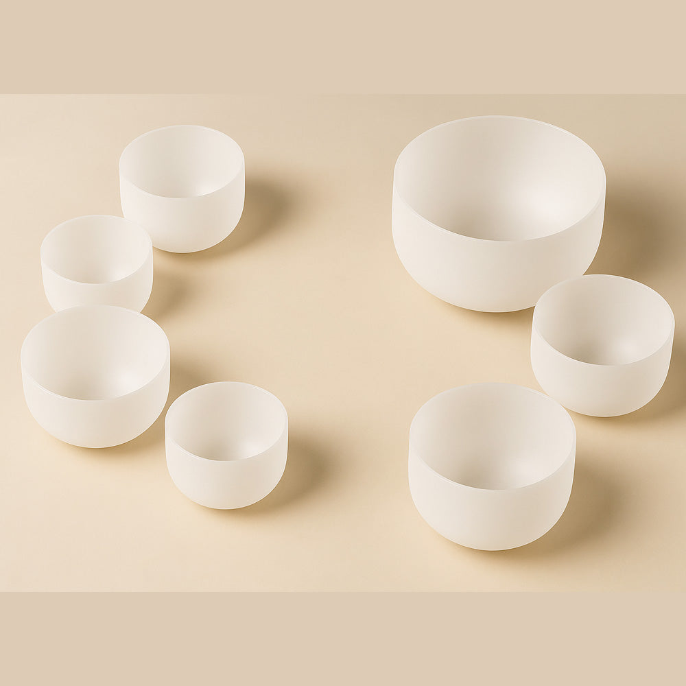 Sonodrum 7er-Set „Energie Spektrum“ – Kristallklangschalen aus Quarzkristall (432 Hz) von Sonodrum