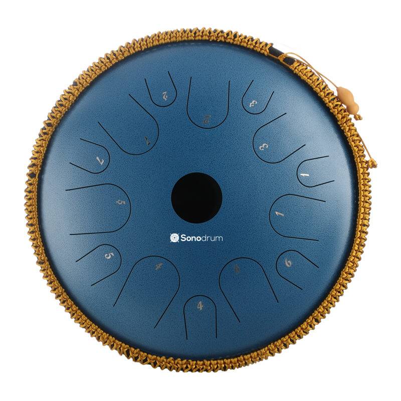 Sonodrum Zungentrommel - Tongue Drum - "Exclusive" - Handgefertigt - 38cm - 14 Zungen - C-Dur, Blau von Sonodrum