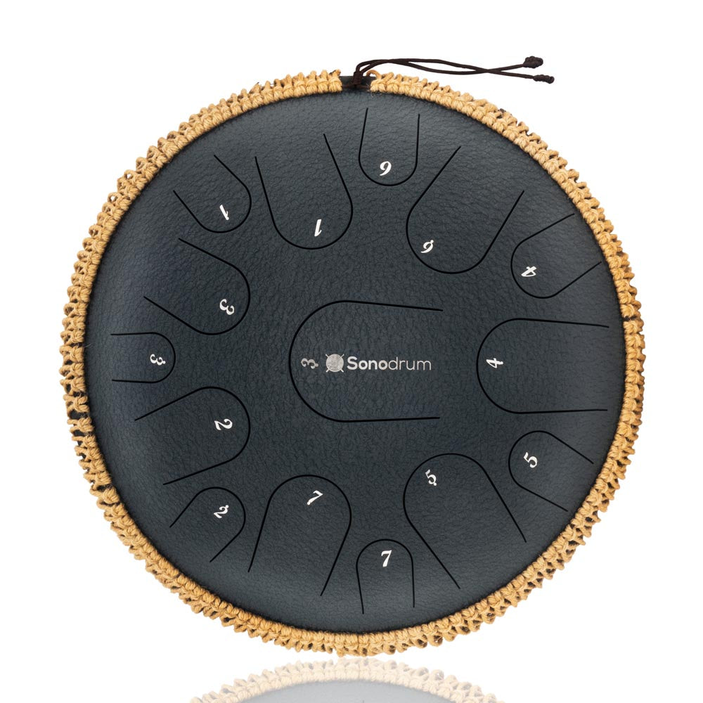 Sonodrum Zungentrommel - Tongue Drum - "Premium" - Handgefertigt - 35,5cm - 15 Zungen - C-Dur, Dunkelblau von Sonodrum