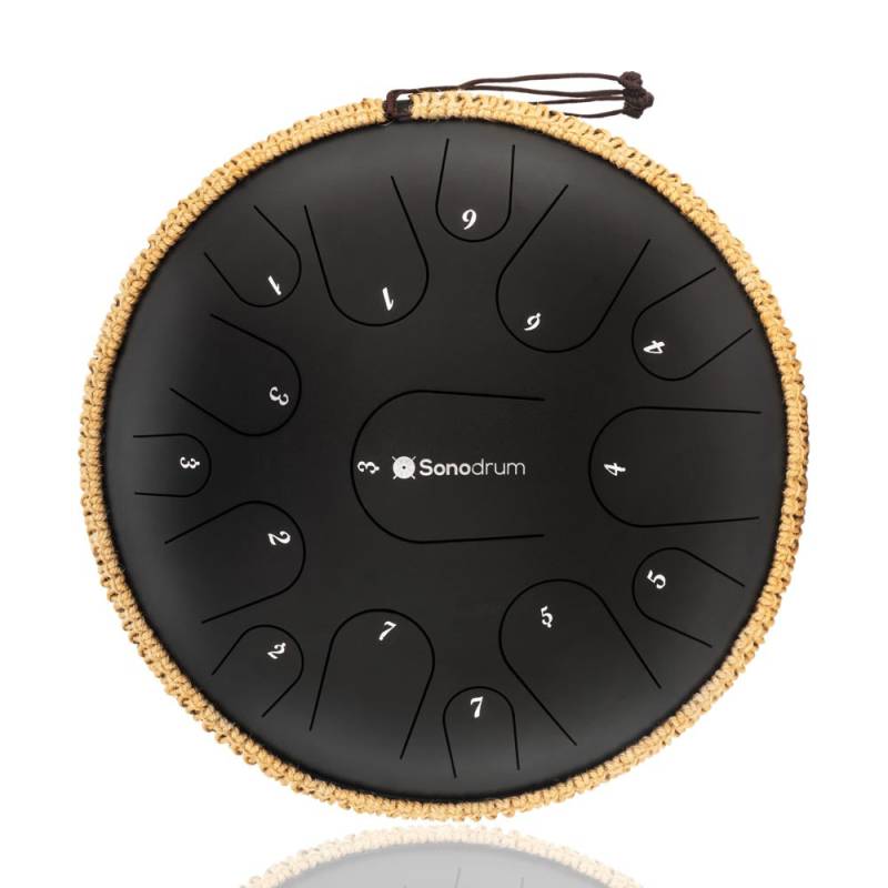 Sonodrum Zungentrommel - Tongue Drum - "Premium" - Handgefertigt - 35,5cm - 15 Zungen - C-Dur, Schwarz von Sonodrum