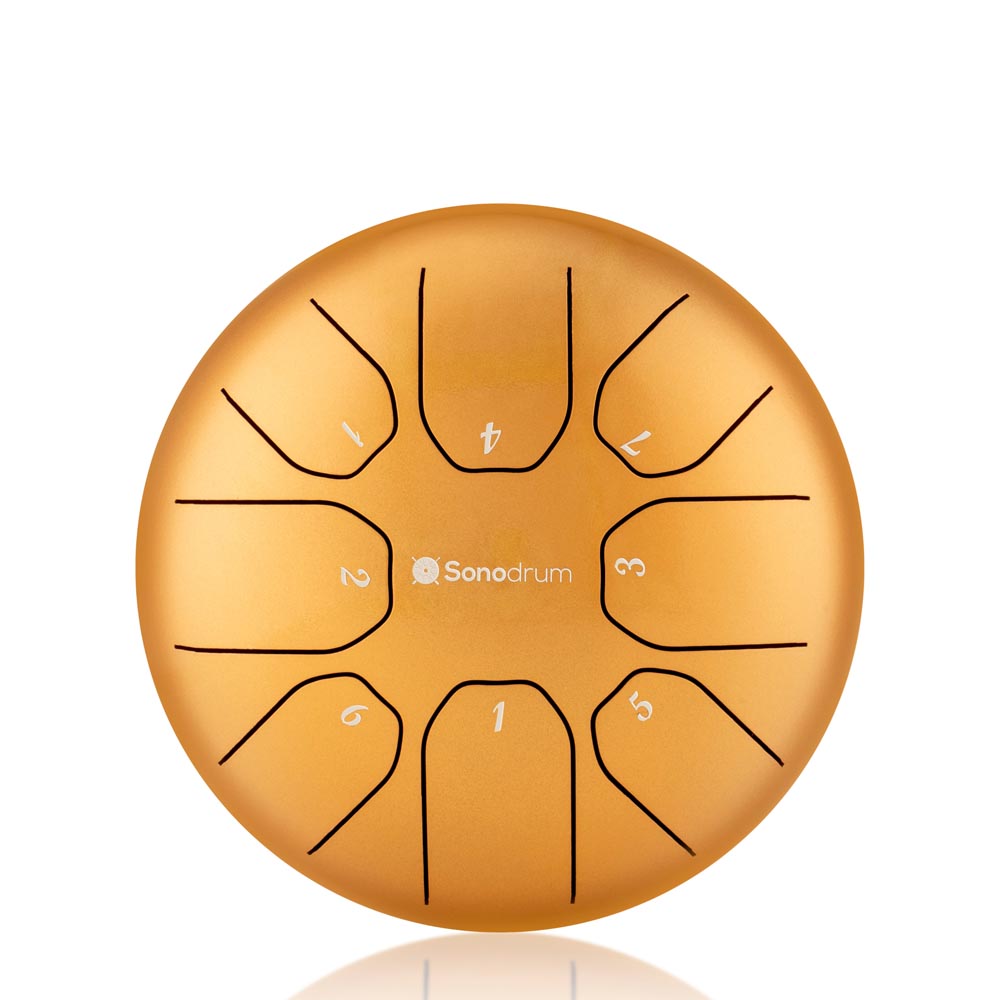 Sonodrum Zungentrommel - "Standard" - Handgefertigt - (14cm / 20cm) - 8 Zungen - C-Dur, Gold / 20 cm von Sonodrum
