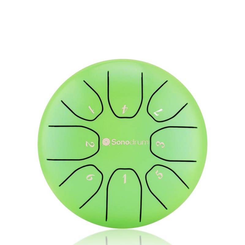 Sonodrum Zungentrommel - "Standard" - Handgefertigt - (14cm / 20cm) - 8 Zungen - C-Dur, Grün / 14 cm von Sonodrum