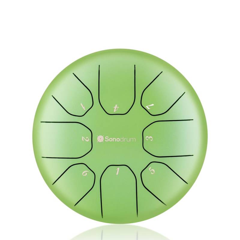 Sonodrum Zungentrommel - "Standard" - Handgefertigt - (14cm / 20cm) - 8 Zungen - C-Dur, Grün / 20 cm von Sonodrum