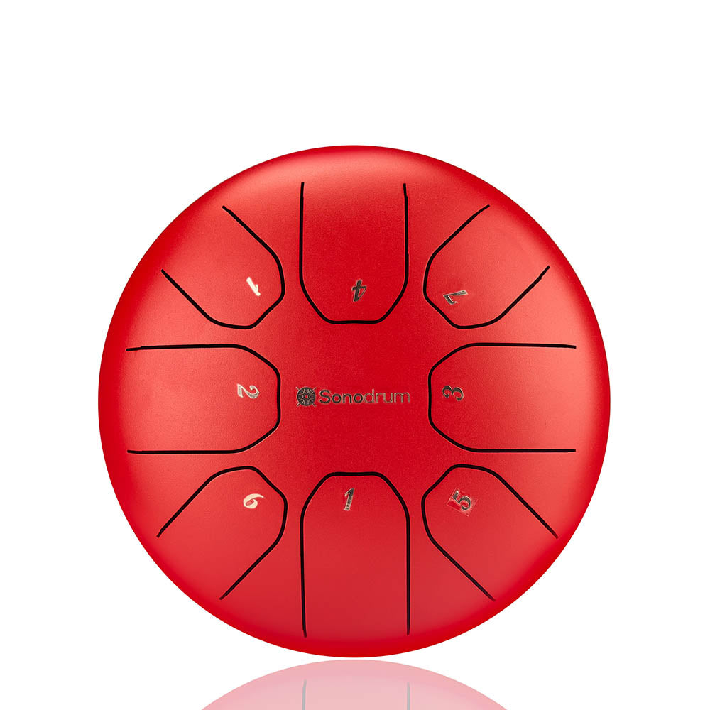 Sonodrum Zungentrommel - Tongue Drum - "Standard" - Handgefertigt - (14cm / 20cm) - 8 Zungen - C-Dur, Rot / 20 cm von Sonodrum