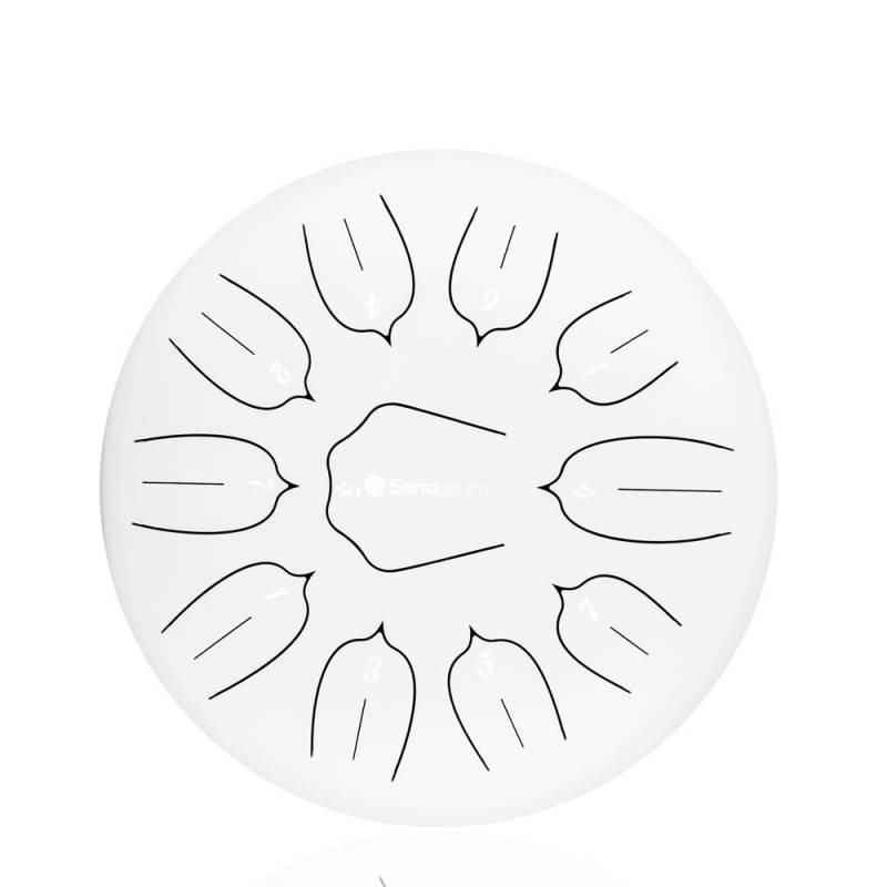 Sonodrum Zungentrommel - "Standard" - Handgefertigt - 30cm - 11 Zungen - D-Dur, Weiß von Sonodrum