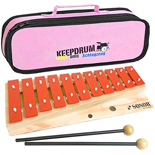 Sonor G10 Glockenspiel Sopran + keepdrum Tasche Bag Pink von Sonor