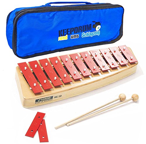 Sonor NG10 Glockenspiel 13 Töne, von c3 bis f4 + keepdrum Tragetasche in Blau von Sonor