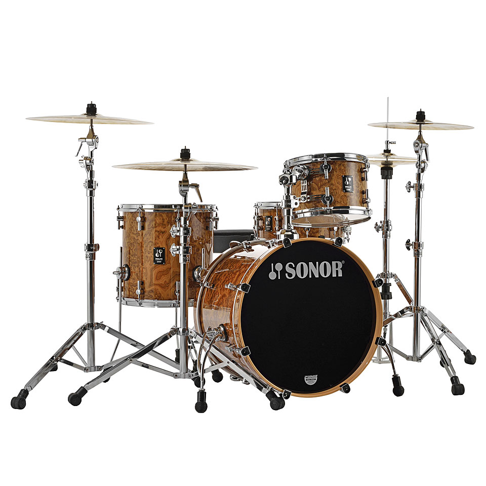 Sonor ProLite 20" Chocolate Burl 3 Pcs. Shell Set With Mount von Sonor