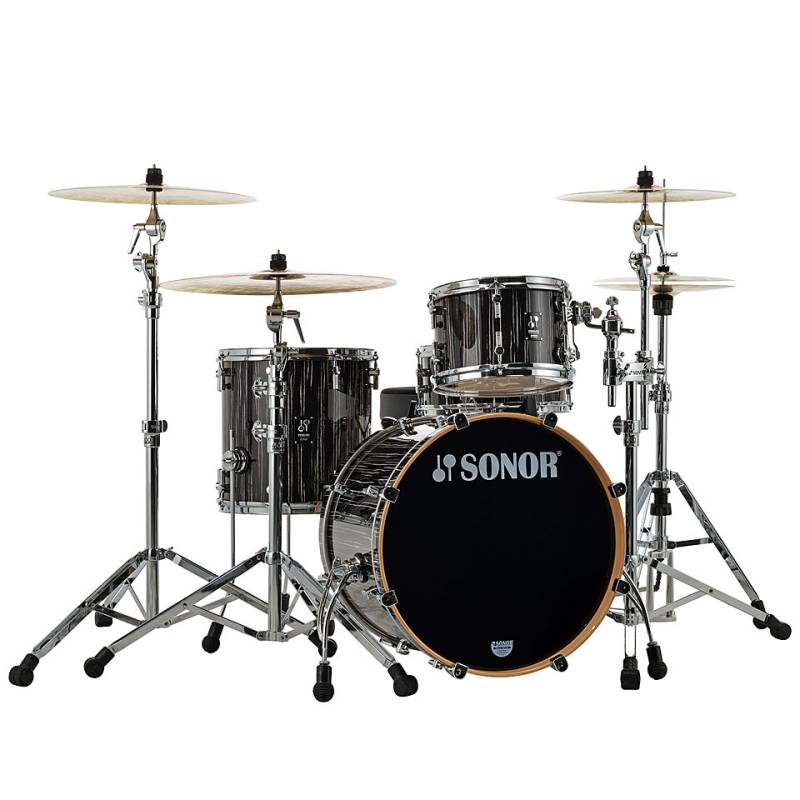 Sonor ProLite 20" Ebony White Stripes 3 Pcs. Shell Set Schlagzeug von Sonor