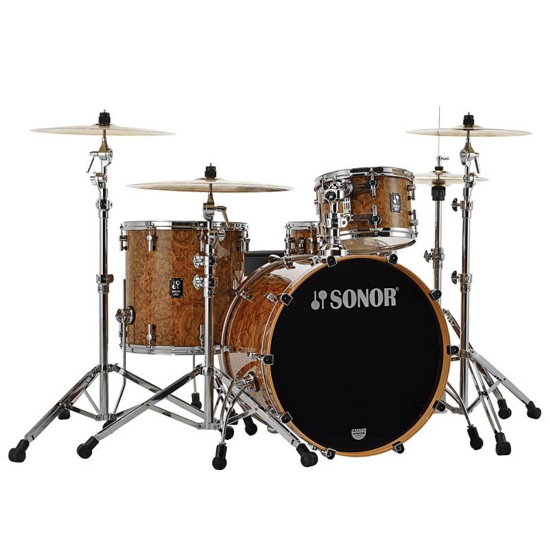 Sonor ProLite 22" Chocolate Burl 3 Pcs. Shell Set With Mount von Sonor