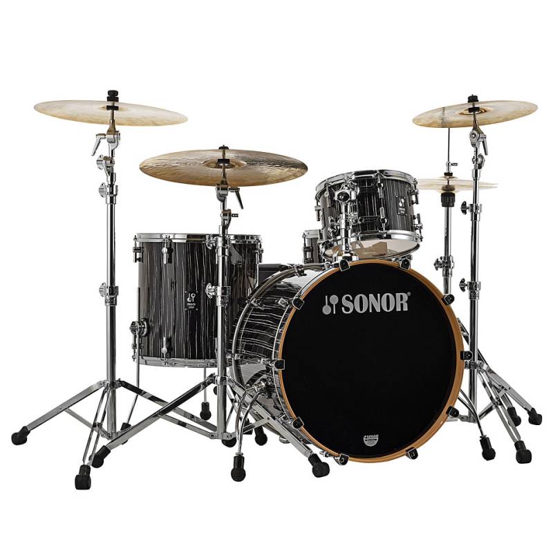 Sonor ProLite 22" Ebony White Stripes 3 Pcs. Shell Set With Mount von Sonor