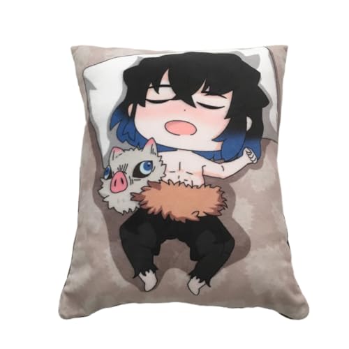 Sonsoke Agatsuma Zenitsu Anime Figur Plüschkissen Manga Cosplay Plüschtier Wurfkissen für Halloween-Dekorationen, Geburtstagsspielzeug 35x25 cm (Hashibira Inosuke) von Sonsoke