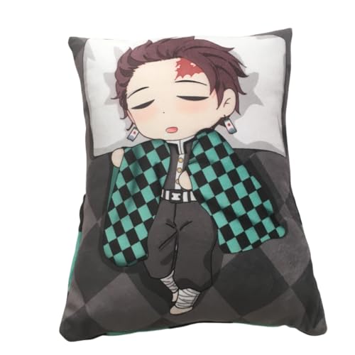 Sonsoke Agatsuma Zenitsu Anime Figur Plüschkissen Manga Cosplay Plüschtier Wurfkissen für Halloween-Dekorationen, Geburtstagsspielzeug 35x25 cm (Kamado Tanjirou) von Sonsoke