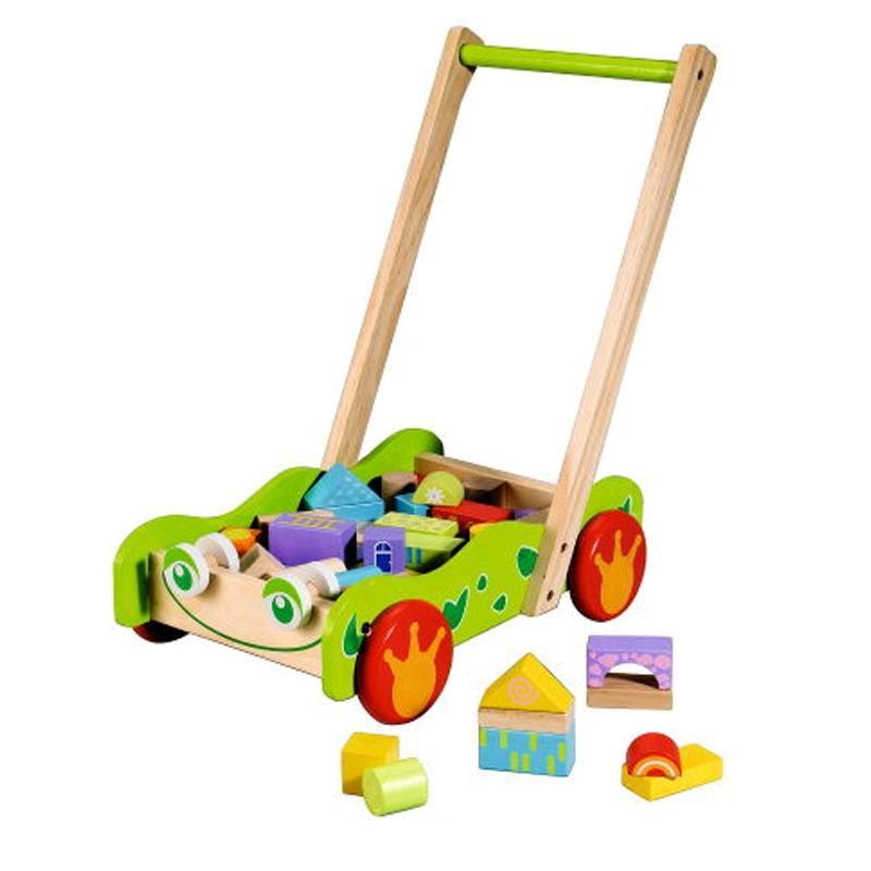 Holz Baby Lauflernwagen Walker mit 40 Bauklötzen Holz Baby Lauflernwagen Walker mit 40 Bauklötzen von Sonstige