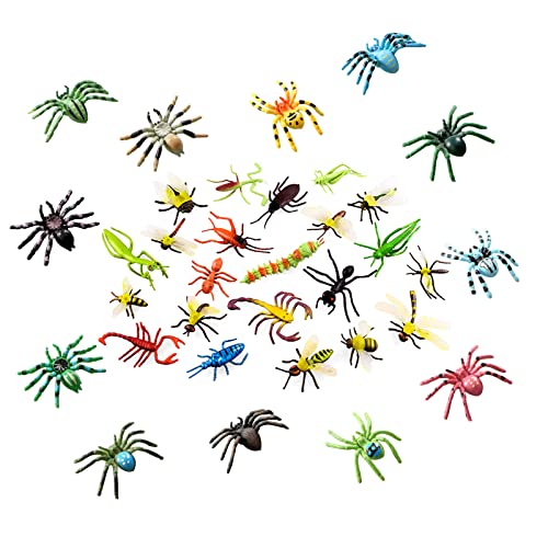 Sonwaha 34 Halloween Spinne Insekten Figuren Spielzeug aus Kunststoff, Gefälschte Spinnen Kakerlaken Realistische Spinnen Halloween für Halloween Deko Gruselig 3-9cm von Sonwaha