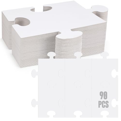 Sonwyoung 90 Stück große, weiße Blanko-Puzzles aus Karton zum Zeichnen auf 20,3 x 22,9 cm, zum Selbermachen von Puzzleteilen, riesiges Doppel-Puzzle, blanko, weißes Papier für Kinder und Erwachsene von Sonwyoung