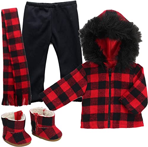 Sophia's 45,7 cm großer Mantel mit Büffelfellbesatz, karierter Schal, Leggings und karierte Stiefel Sophia's 45,7 cm großer Mantel mit Büffelfellbesatz, karierter Schal, Leggings und karierte Stiefel von Sophia's
