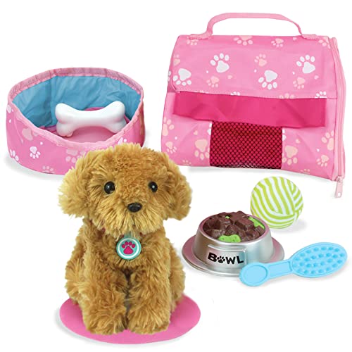Sophia's Pets for 18 Inch Dolls, Complete Puppy Dog Play Set, Perfect Doll Toy fit for 18 Inch American Girl Dolls & More! Cuddly Dog, Leash, Carrier, Bed, Food & Play Dog Accessories von Sophia's