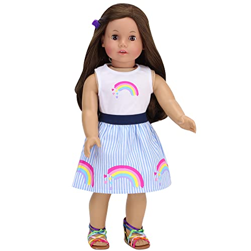 Sophias by Teamson Kids Rainbow Shirt und gestreiften Rock für 18 "Puppen, Mehrfarbig von Sophia's