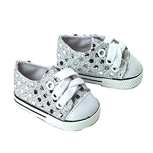 Sophias by Teamson Kids Silver Pailletten -Sneaker -Schuhe mit Schnürsenkel für 18 "Puppen von Sophia's