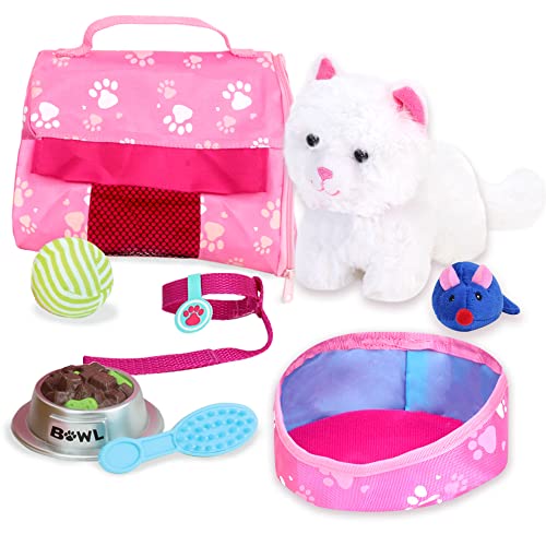 Sophias by Teamson Kids White Plush Kitty Katze und Accessoires für 18 "Puppen festgelegt von Sophia's