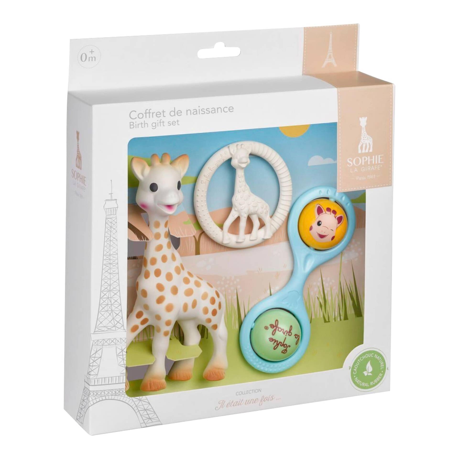 Sophie La Girafe 5 Sinne Geschenkset mit Greifling aus Naturkautschuk, Rassel und Beißring von Sophie la Girafe