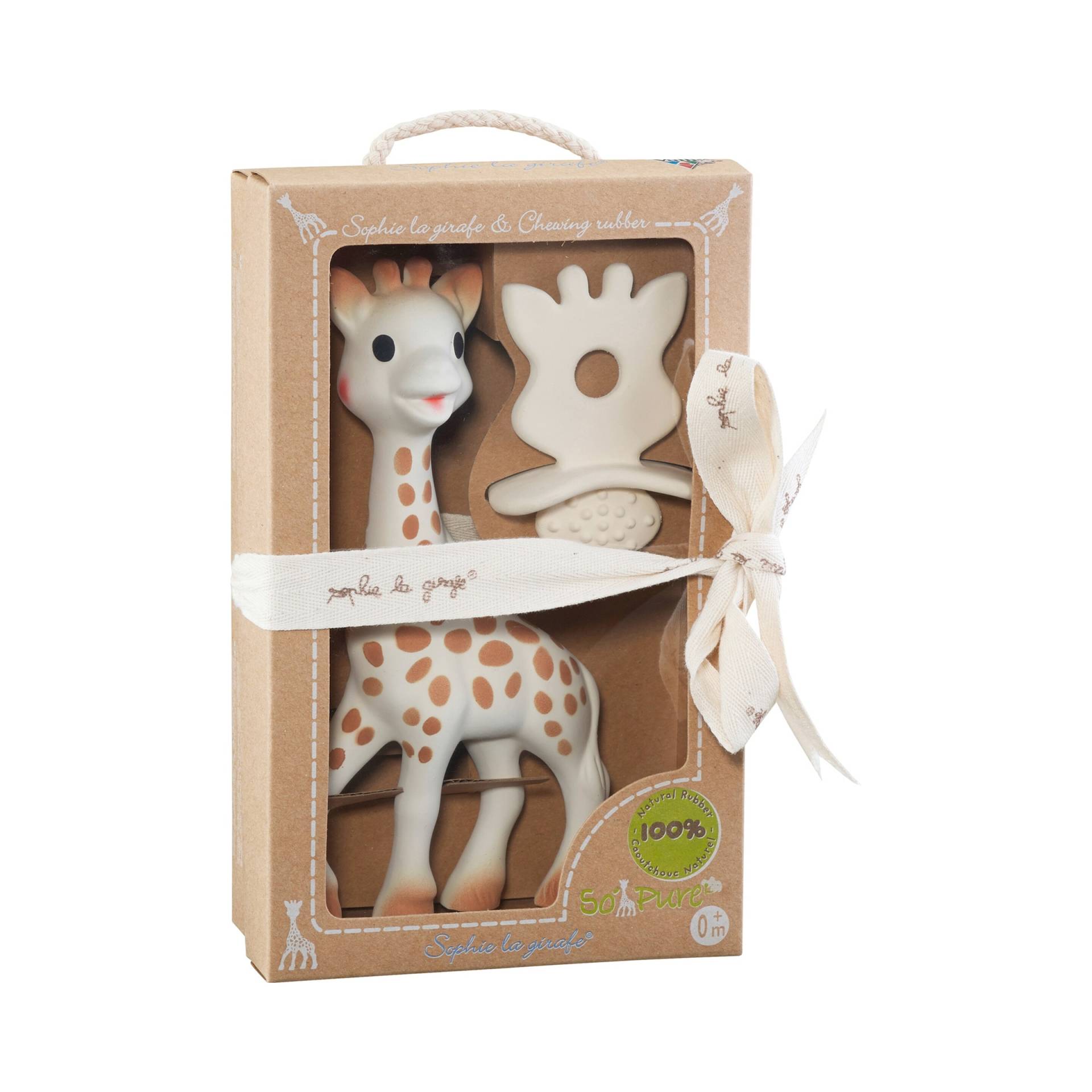 Sophie La Girafe Geschenkset Sophie + Schnuller/Zahnungshilfe So'Pure aus Naturkautschuk von Sophie la Girafe