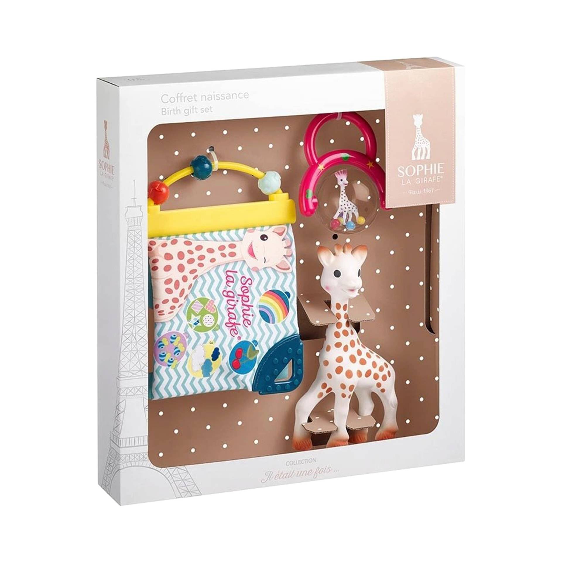 Sophie La Girafe Geschenkset mit Greifling aus Naturkautschuk, Rassel & Stoffbuch Sophie La Girafe Geschenkset mit Greifling aus Naturkautschuk, Rassel & Stoffbuch von Sophie la Girafe