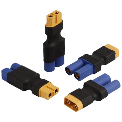 4 Stück XT60 zu EC5 Adapter, Kabellose Stromkonverter Stecker für RC Lipo Batterien, FPV Drohnen, Modellautos und Flugzeugakkus, Inklusive Männlich zu Weiblich und Weiblich zu Männlich Adapter von SopwMap